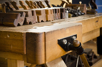 Wooden Workbench Face Vise On A Woodworking Bench 