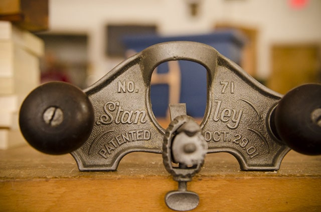 Stanley Planes: Stanley No. 71 Router Plane Sitting On A Woodworking Workbench In Roy Underhill's Woodwright's School