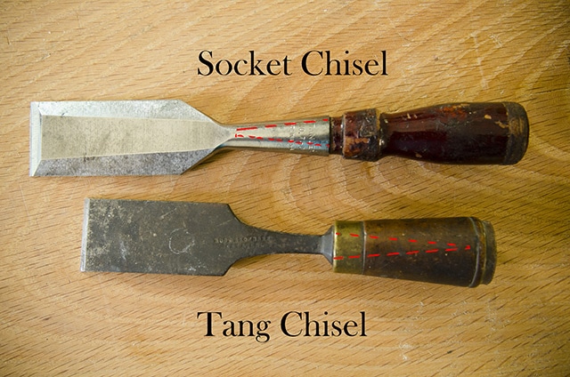 A Socket Chisel Vs A Tang Chisel On A Woodworking Workbench Best Wood Chisels Guide