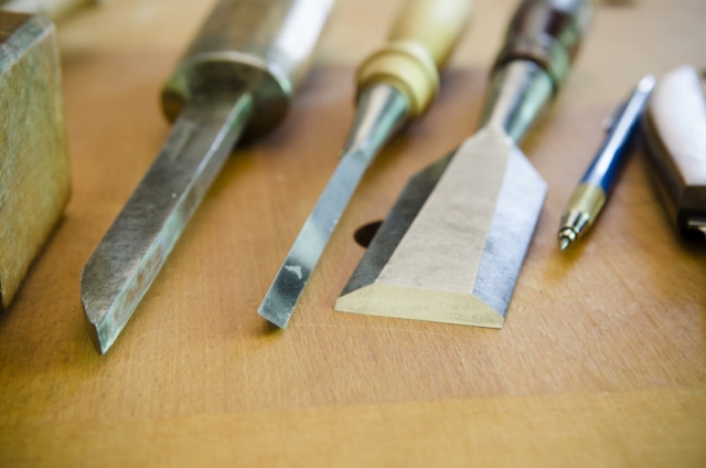 Woodworking Chisels Used For Making A Mortise And Tenon Joint With Woodworking Hand Tools