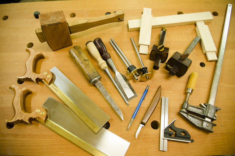 Woodworking Hand Tools Used For Making A Mortise And Tenon Joint