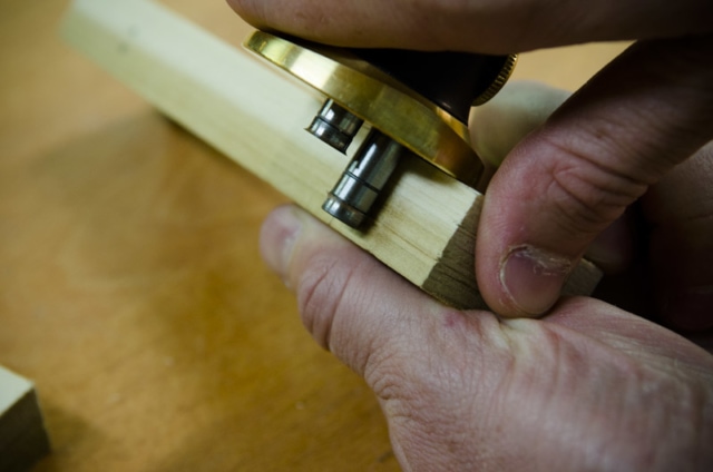 Using A Mortise Gauge To Mark A Mortise On A Mortise And Tenon Joint