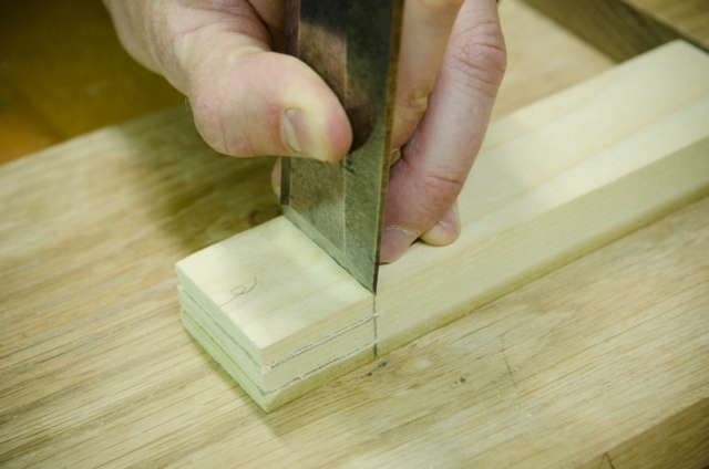 Cutting A Tenon With A Wood Chisel On A Mortise And Tenon Joint