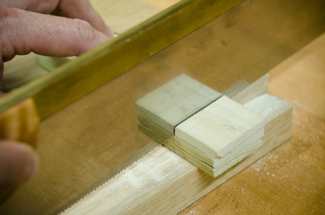 Cutting A Tenon Cheek With A Crosscut Back Saw On A Mortise And Tenon Joint