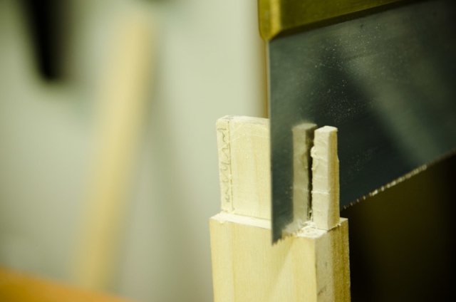 Cutting Tenons Haunches On A Mortise And Tenon Joint With A Dovetail Saw