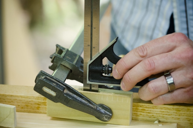 Using A Combination Square As A Depth Gauge For A Mortise And Tenon Joint