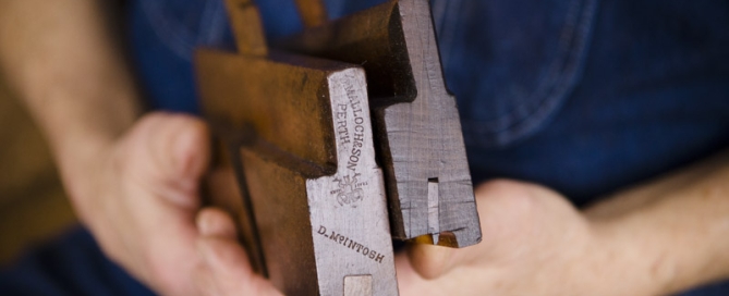 Bill Anderson Holding Two Beading Planes Or Molding Planes For Hand Tool Woodworking