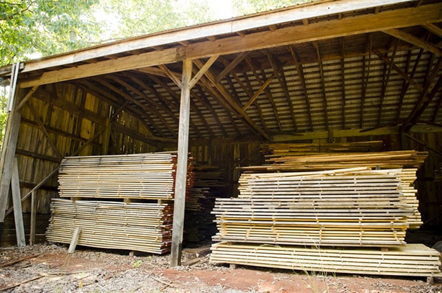 Stacks Of Lumber At A Lumber Yard
