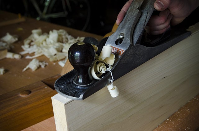 Rough Jointing The Edge Of A Board With A #5 Stanley Jack Plane To Square And Flatten Board