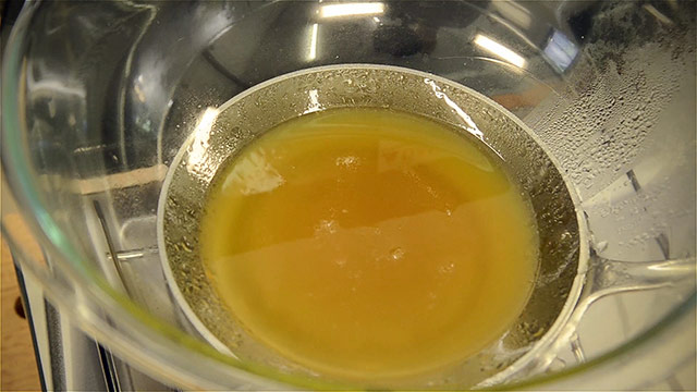Melting beeswax on a double boiler for beeswax furniture polish