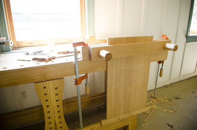 Woodworking Workbench with sliding deadman and Lake Erie Moxon Vise 