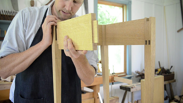 Joshua Farnsworth Showing How To Make A Table Assembling The Legs Mortise And Tenon Joint