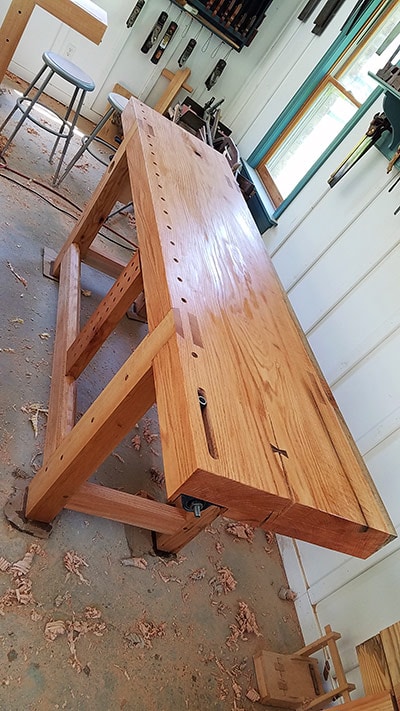 Newly Finished Red Oak Roubo Workbench