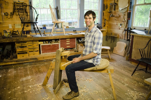 Elia Bizzarri Sitting On His Shaving Horse In His Chair Making Workshop