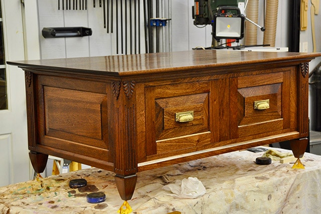 Paneled Coffee Table With Carved Legs Built By James Huggett 