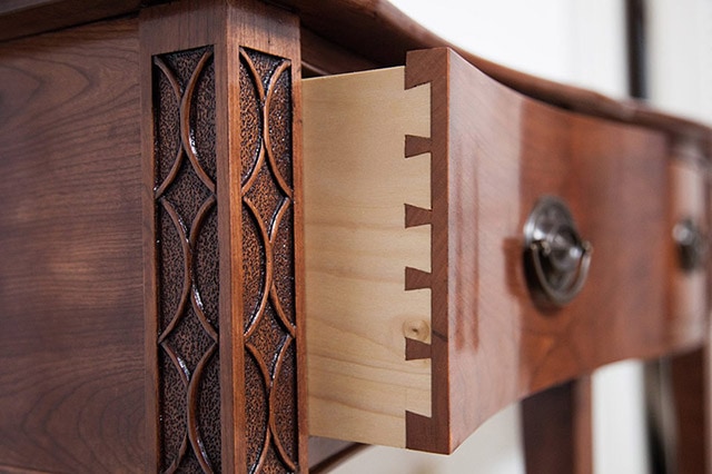 Federal Cherry Serpentine Entryway Table Build By James Huggett With Dovetail Drawers