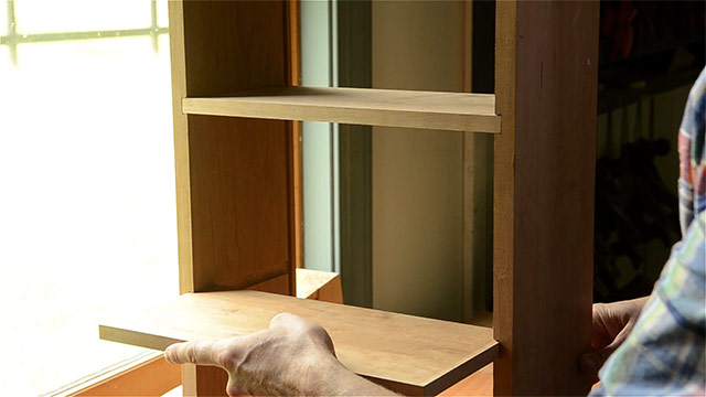 Shelves Inserted Into Dado Joints Of A Hanging Shaker Wall Cupboard