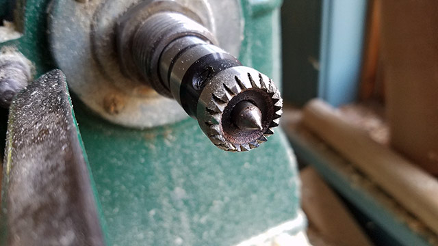 Steb Center Attached To A Headstock Spindle On A Wood Turning Lathe 