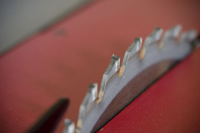 Close Up Photo Of Best Table Saw Blade Teeth On A Sawstop Table Saw