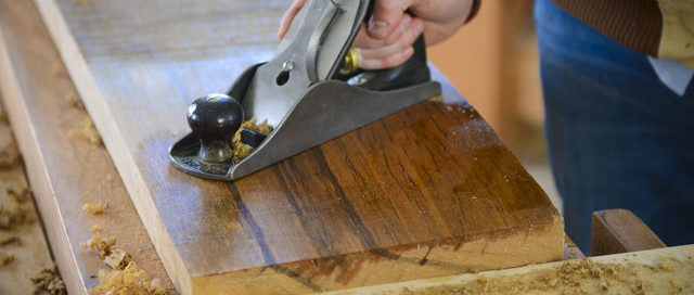 Joshua Farnsworth'S Hand On A Stanley No. 4 1/2 Smoothing Plane Handplaning An Exotic Lumber Board