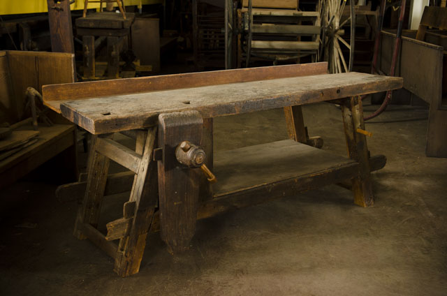 This Wooden Workbench Is An Antique Portable Workbench Called The Moravian Workbench At Old Salem