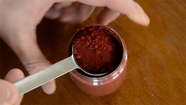 Red Paint Pigment In A Tablespoon For Use In Home Made Milk Paint From Scratch