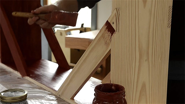 Joshua Farnsworth Painting A Shaker Bench With Homemade Milk Paint From Scratch