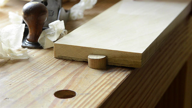 Wooden Bench Dog In A Woodworking Workbench
