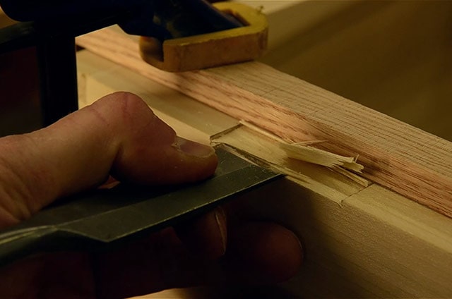 Installing Butt Hinges On A Dovetail Chest Using A Chisel To Cut The Mortise