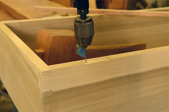 Using An Egg Beater Drill To Bore A Hinge Hole Installing Butt Hinges On A Dovetail Chest