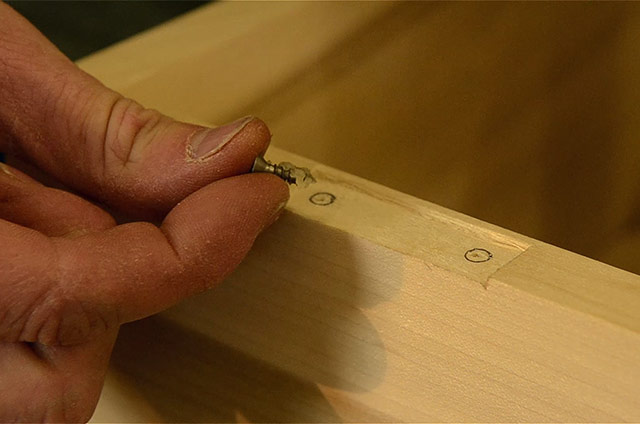 waxing screws while Installing butt hinges on a dovetail chest