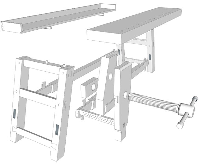 Moravian Workbench Plans Exploded View