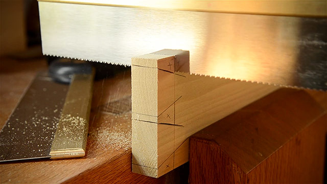 Using A Dovetail Saw To Cut A Dovetail Joint