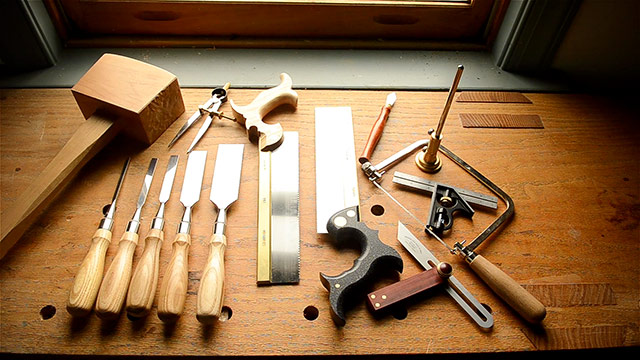Woodworking Hand Tools Used For Cutting Dovetails By Hand 