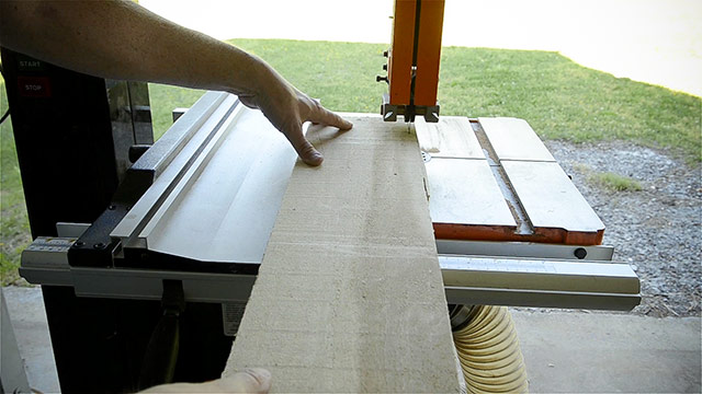 Joshua Farnsworth Ripping A Poplar Board On A Grizzly 17 Inch Band Saw For Building A Dovetail Box