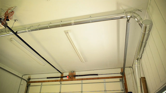 Woodshop Dust Collection System Ductwork On Workshop Ceiling