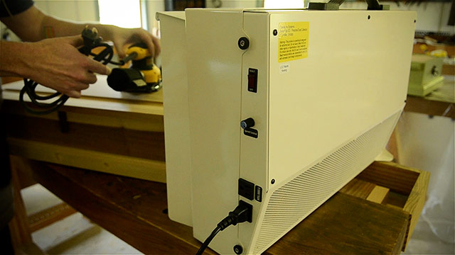 Oneida Benchtop Dc Personal Dust Collector On A Moravian Workbench
