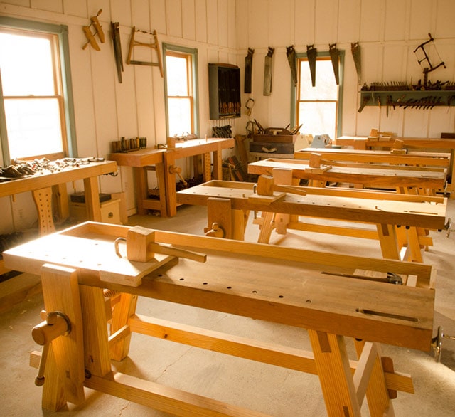 Traditional Hand Tool Woodworking School With Workbenches