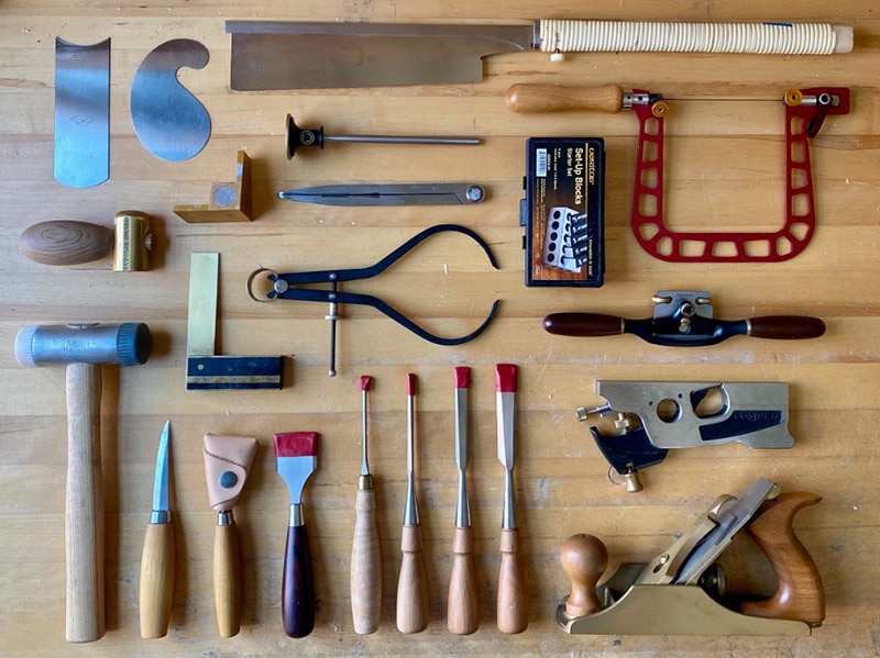 Woodworking Hand Tools On A Woodworking Workbench