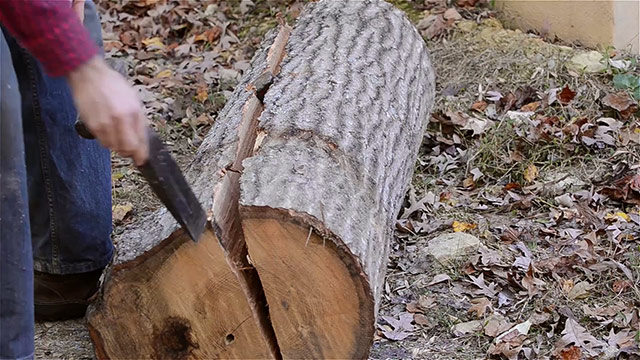 Removing A Metal Log Splitter Wedge To Split A Log