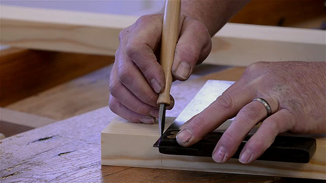 Using A Marking Knife And Try Square To Layout A Tenon Joint