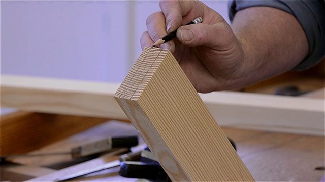 Using A Pencil To Mark The Tenon Joint