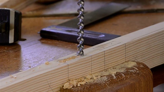 Will Myers Boring A Mortise Joint With A Brace And Bit
