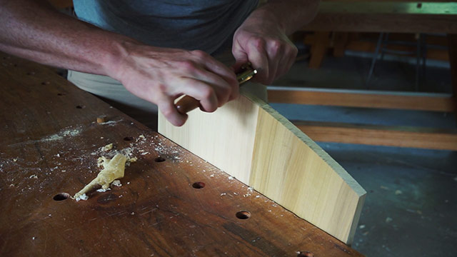 Using A Lie-Nielsen Spokeshave To Refine An Arc On A Wooden Pizza Peel
