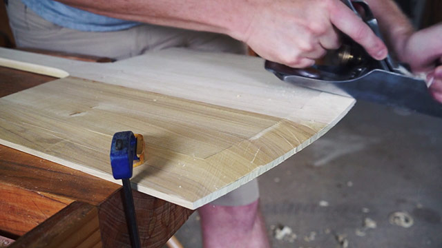 Using A Stanley Bedrock 604 Smoothing Plane To Make A Bevel On A Wooden Pizza Peel